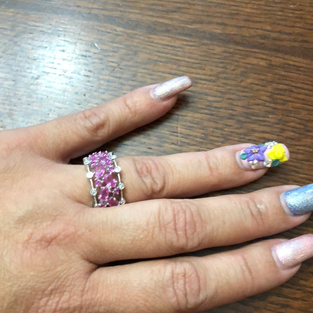 14k Gold Pink Sapphire and Diamond Ring